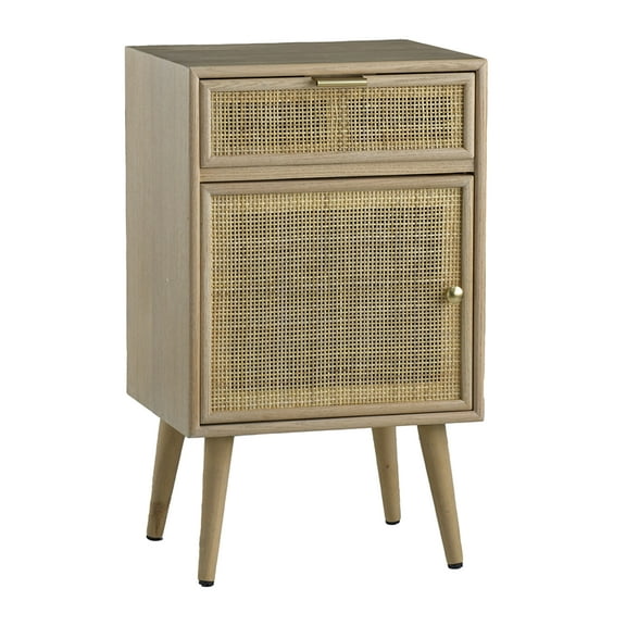 CC Home Furnishings Tall Cabinet With Rattan Door and Drawer - 28" - Beige