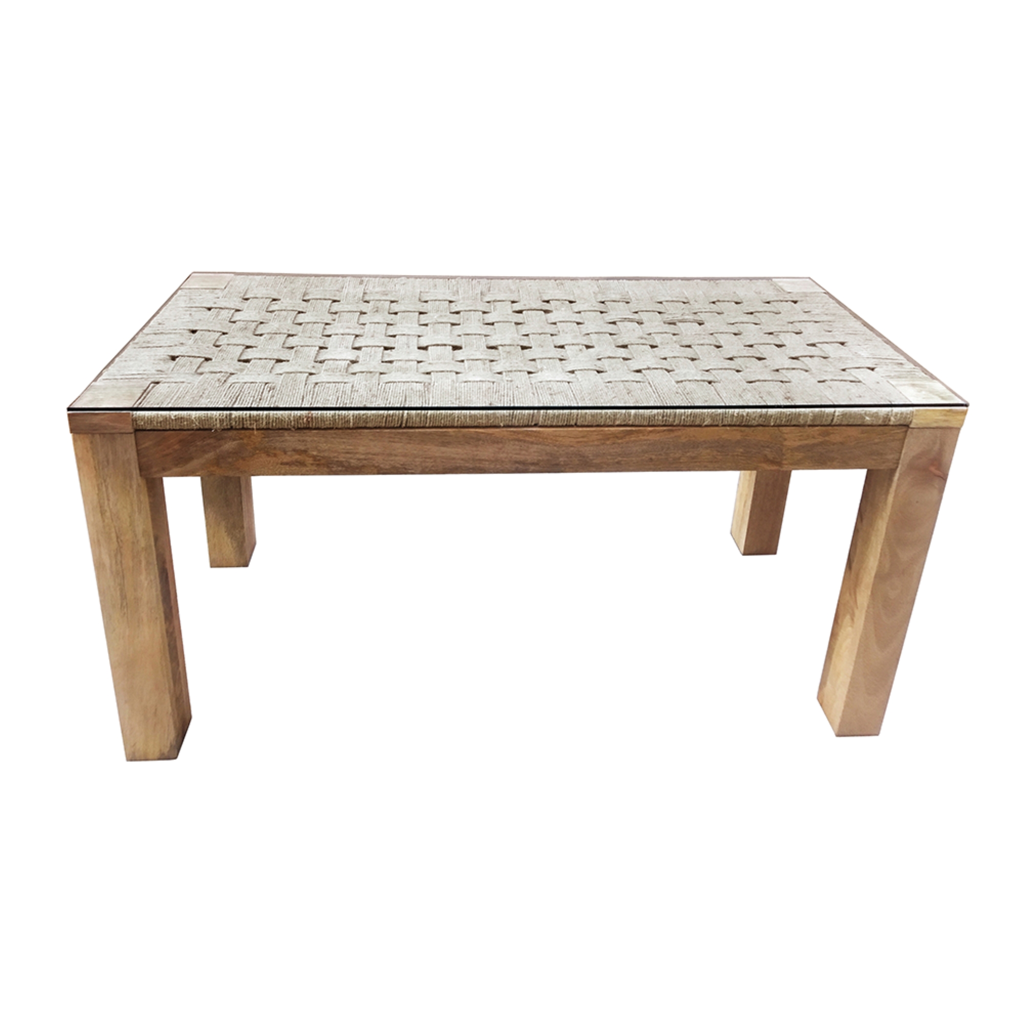 CC Home Furnishings Woven Jute Rectangular Dining Table - 4.5'