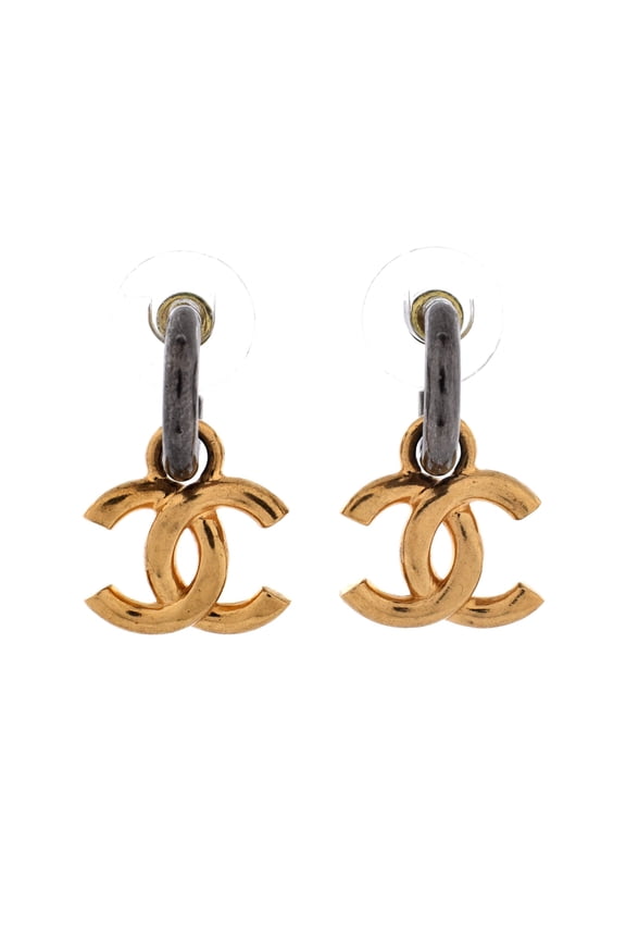 CC Hoop Dangle Earrings Metal By Rebag