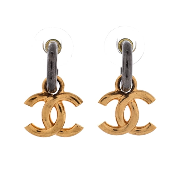 CC Hoop Dangle Earrings Metal By Rebag