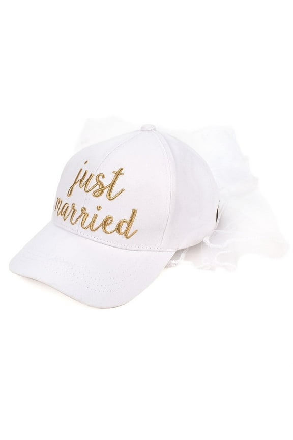 CC Just Married Bridal Veil Cap for Women