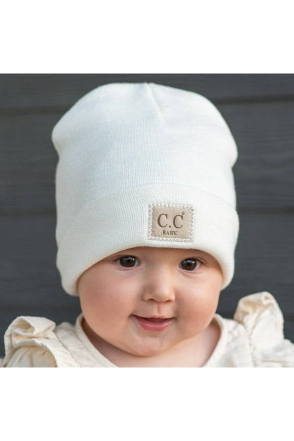 CC Kids Classic Ribbed Beanie in Ivory - Soft, Warm Hats for Babies and Toddlers - Cozy Winter Wear