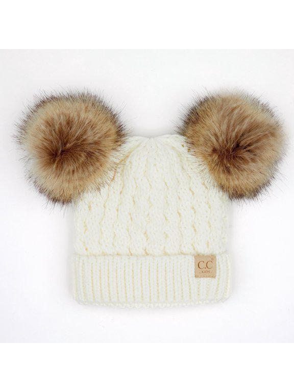 CC Kids Double Faux Pom Beanie