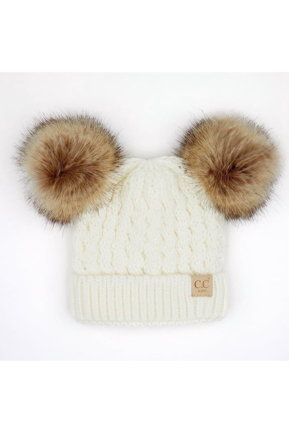 CC Kids Double Faux Pom Beanie