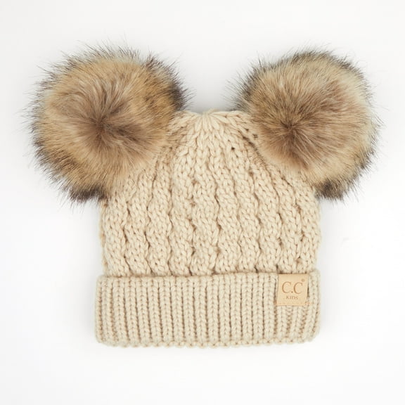 CC Kids Double Faux Pom Beanie