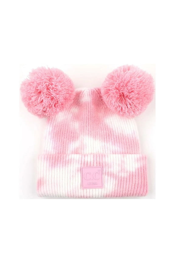 CC Kids Pom Pom Tie-Dye Beanie - Soft, Warm Hats for Babies and Toddlers - Cozy Winter Wear