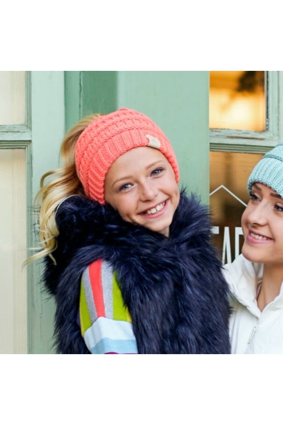 CC Kids Ponytail Messybun Beanie for Clothing 1T-5T