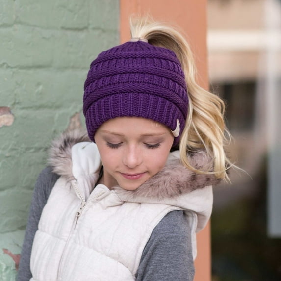 CC Kids Ponytail Messybun Beanie for Clothing 1T-5T