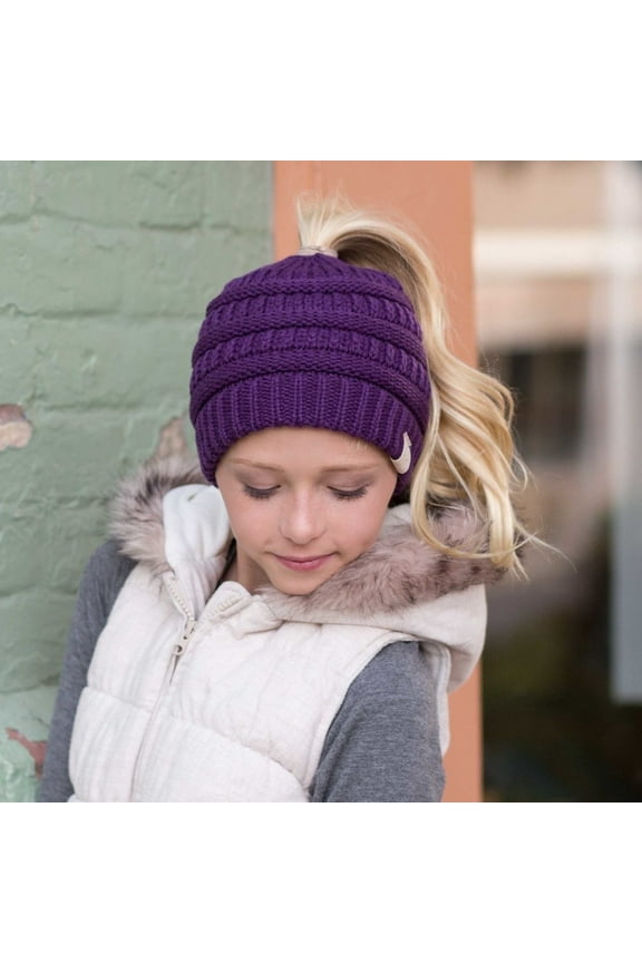 CC Kids Ponytail Messybun Beanie for Clothing 1T-5T