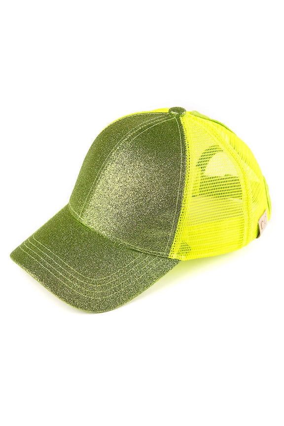 CC Kids Ponytail caps Messy Buns Trucker Plain Baseball Cap, Lime