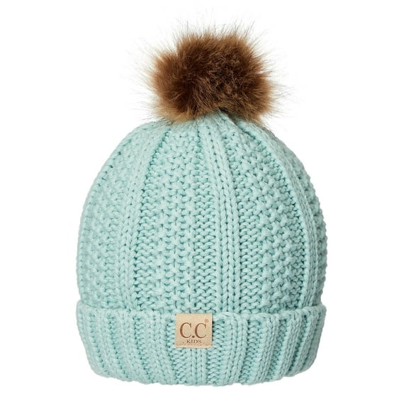 CC Kids Trending Lined Pom Beanie for Ages 1-5, Mint