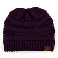 thumbnail image 1 of C.C Messy Bun Ponytail Beanie Warm Winter Hat for Women, Purple, 1 of 10