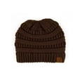 thumbnail image 1 of C.C Messy Bun Ponytail Beanie Cozy Winter Hat for Women and Teens, Brown, 1 of 4