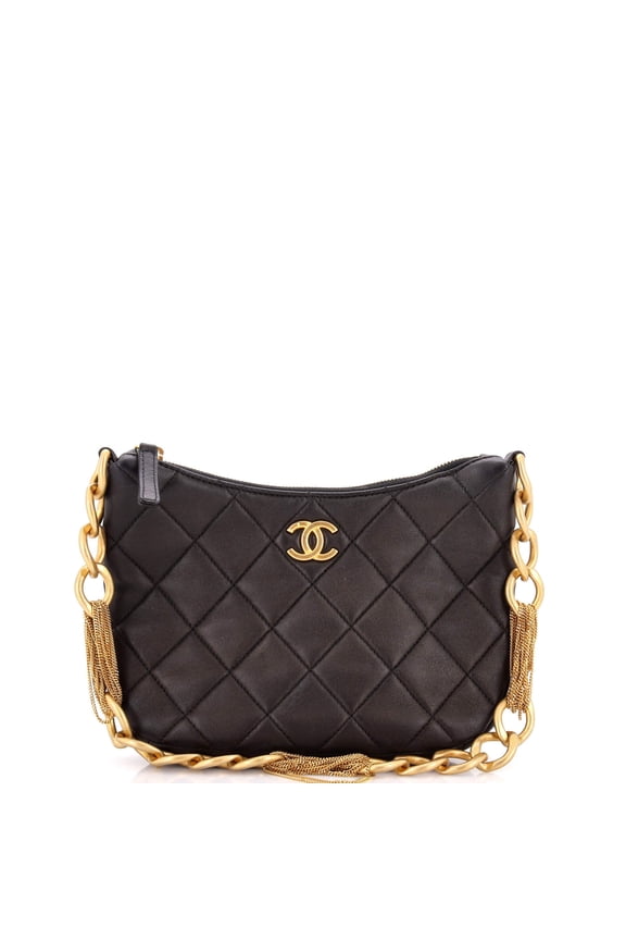 Pre-Owned CC Mixed Chain Link Zip Hobo Quilted Lambskin By Rebag