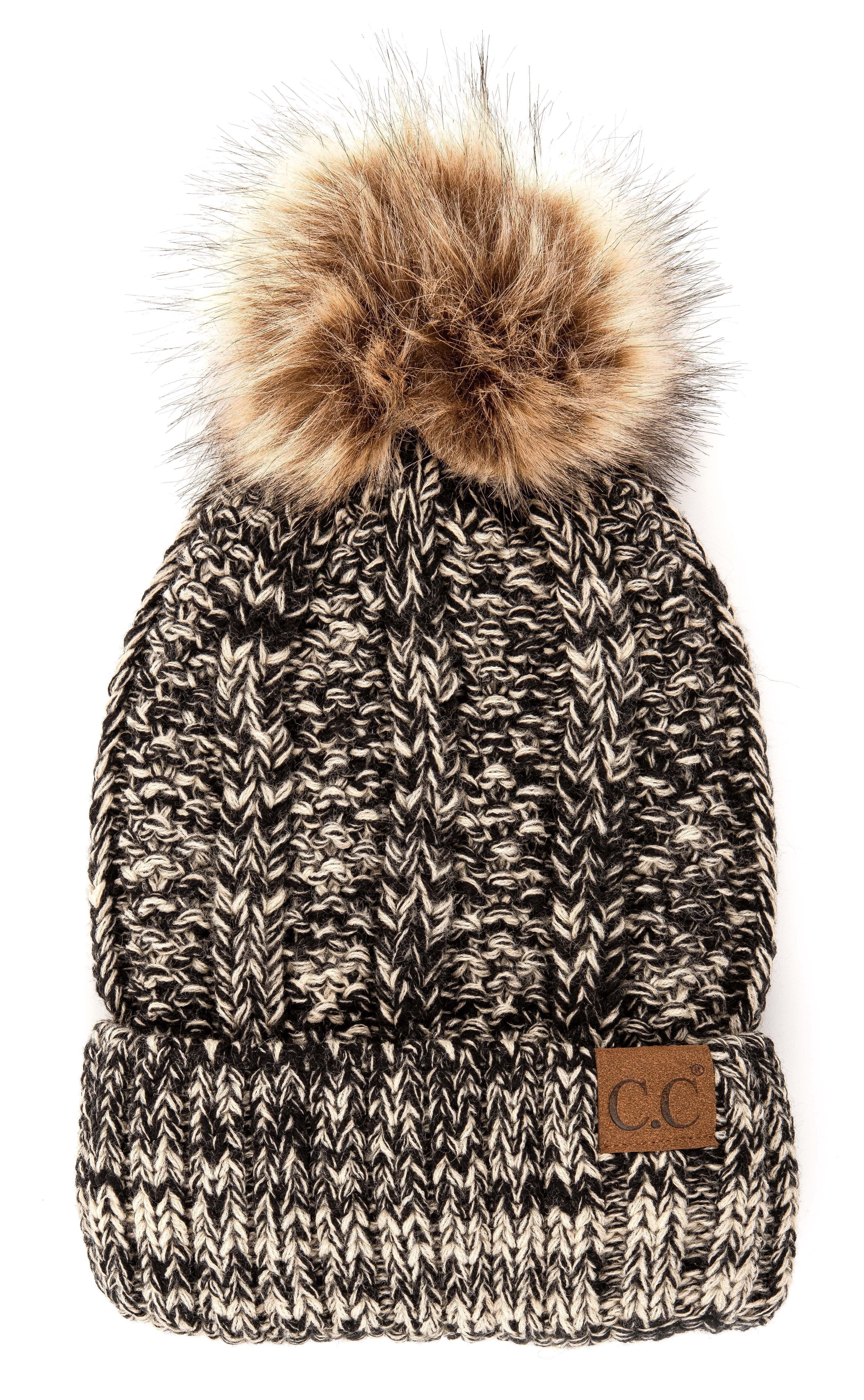 fur pom winter bobble hats