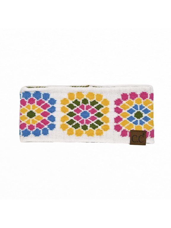 CC Multi-Color Flower Crochet Printed Pattern Head Wrap