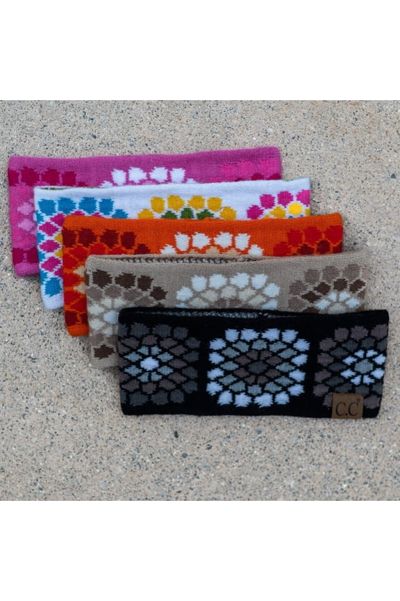 CC Multi-Color Flower Crochet Printed Pattern Head Wrap