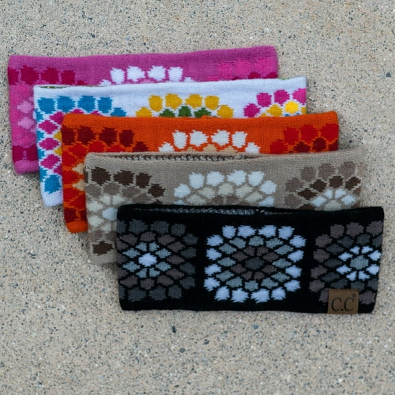 CC Multi-Color Flower Crochet Printed Pattern Head Wrap