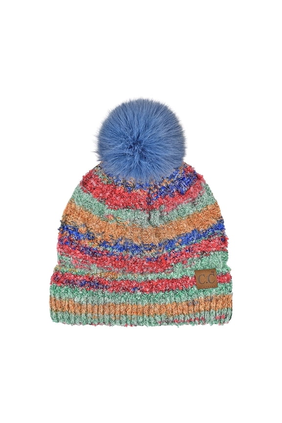 CC Multi Color Space Dye Pom Beanie