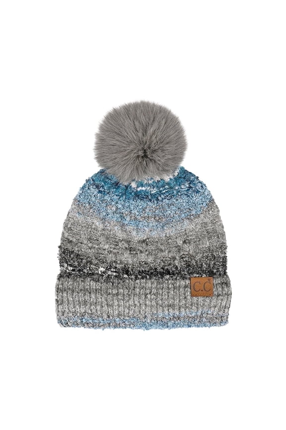 CC Multi Color Space Dye Pom Beanie