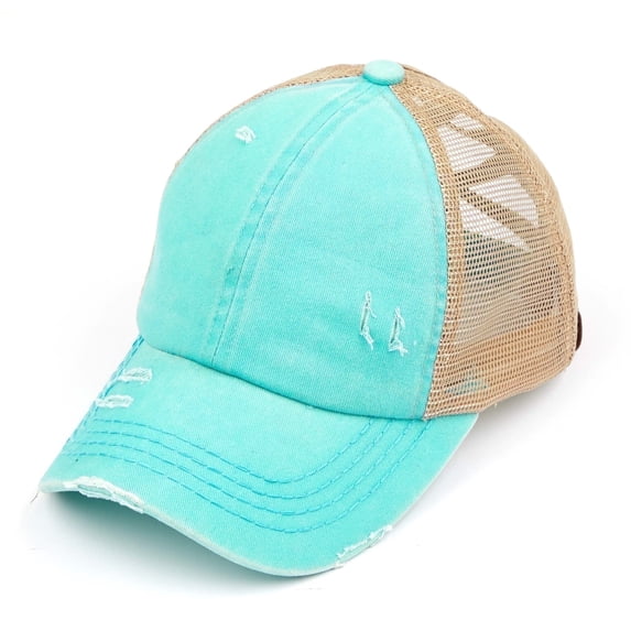 CC Multi Level Criss-Cross Elastic Back Women's Ponytail Dad Cap Hat