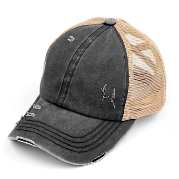 CC Multi Level Criss-Cross Elastic Back Women's Ponytail Dad Cap Hat