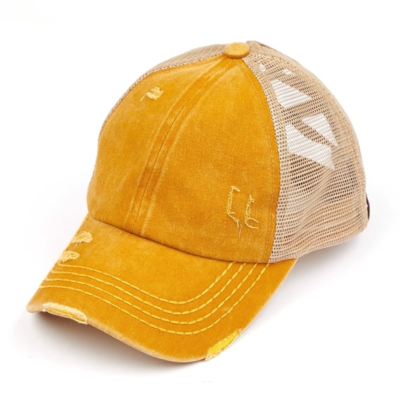 CC Multi Level Criss-Cross Elastic Back Women's Ponytail Dad Cap Hat