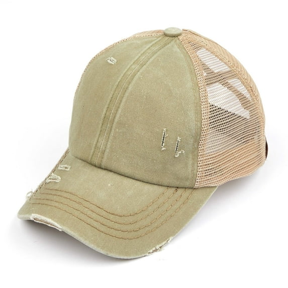 CC Multi Level Criss-Cross Elastic Back Women's Ponytail Dad Cap Hat
