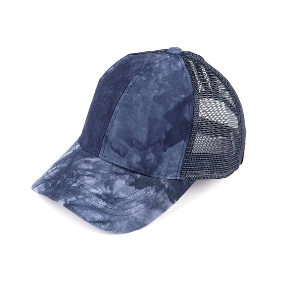 CC Navy Watercolor Messy Bun Trucker Cap