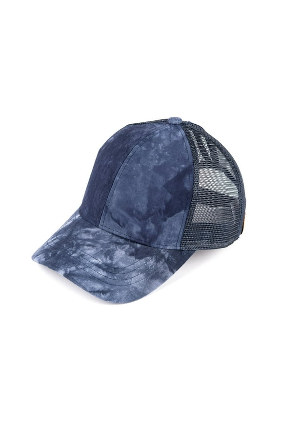 CC Navy Watercolor Messy Bun Trucker Cap