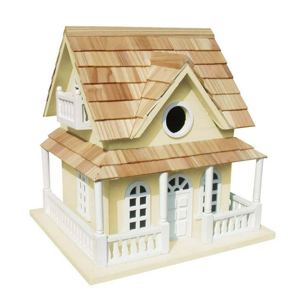 CC Outdoor Living 10.75" Yellow Cape May Cottage Post-Mount Wild Birdhouse