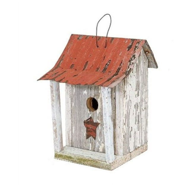 CC Outdoor Living 11" White and Red Eco-Friendly Chester County Outdoor Garden Bird House