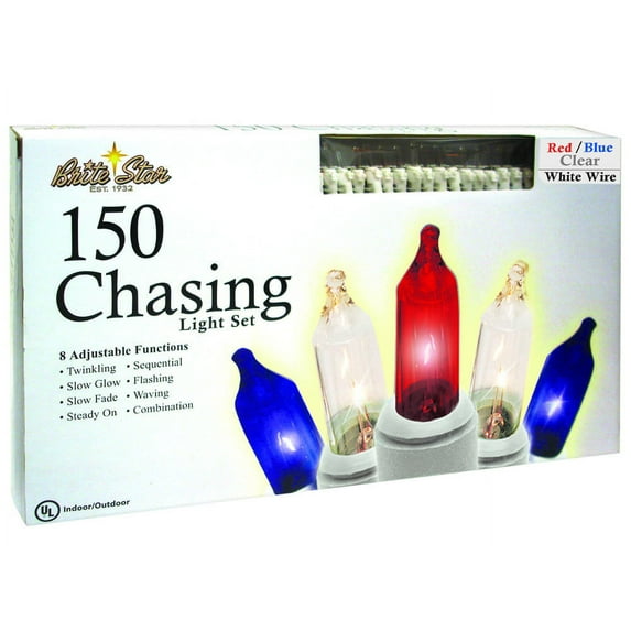 CC Christmas Decor Patriotic 8-Function Christmas Light Set - 31.75ft White Wire - 150ct