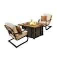 thumbnail image 1 of CC Outdoor Living 3-Piece Stone Square Gas Fire Pit Set w/ Cream Patio Spring Chairs, 1 of 5