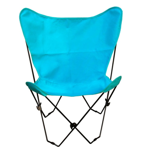 CC Outdoor Living 35" Teal Blue Outdoor Patio Butterfly Chair and Cover Combination with White Frame