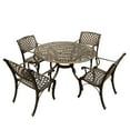 thumbnail image 1 of CC Outdoor Living 5-Piece Bronze Ornate Mesh Lattice Round Aluminum Patio Dining Set, 1 of 3