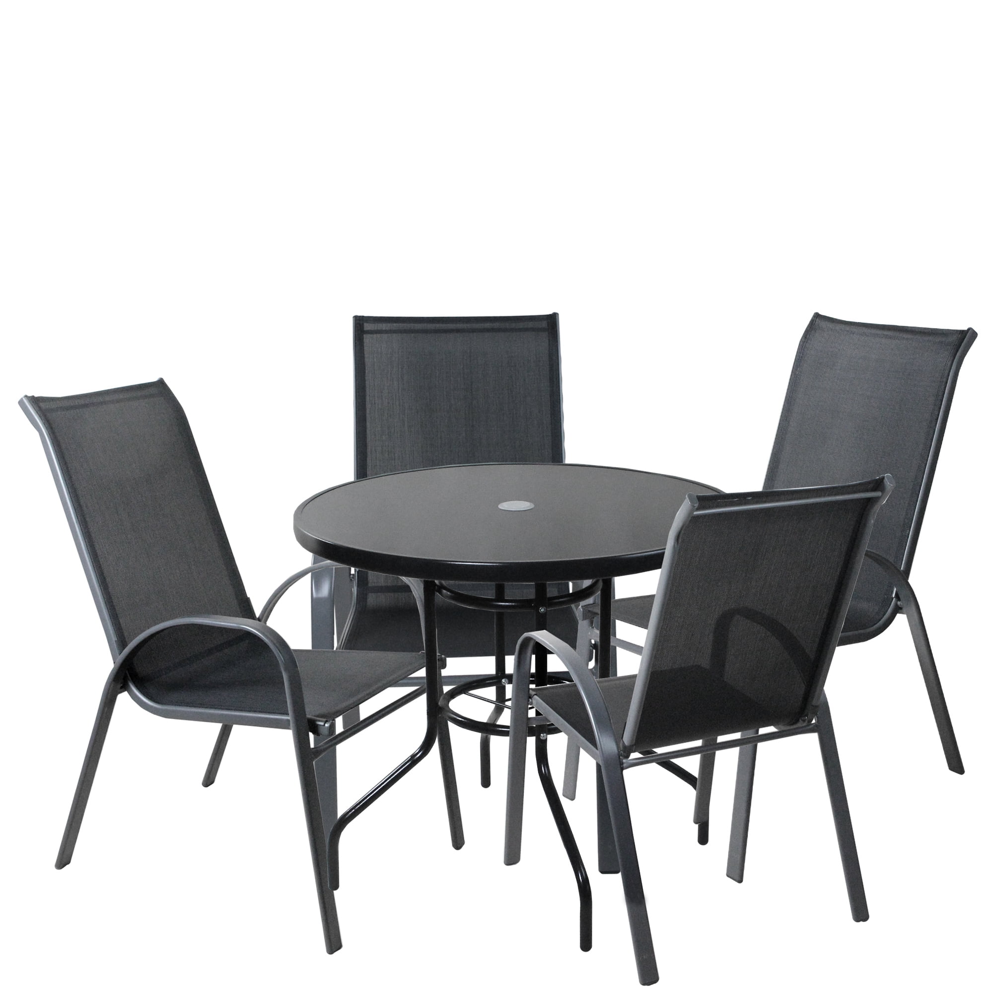CC Outdoor Living 5pc Gray and Black Outdoor Textilene Mesh and Steel