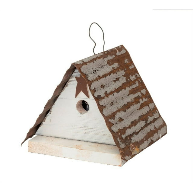 CC Outdoor Living 9.25" White and Brown Rusted Friendsville Outdoor Garden Bird House