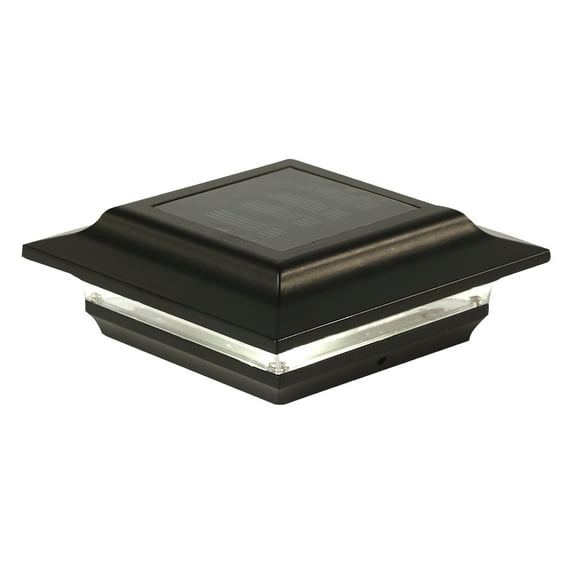 CC Outdoor Living Set of 2 Black and Clear Solar Powered Imperial Post Caps for 5x5 Fence Post