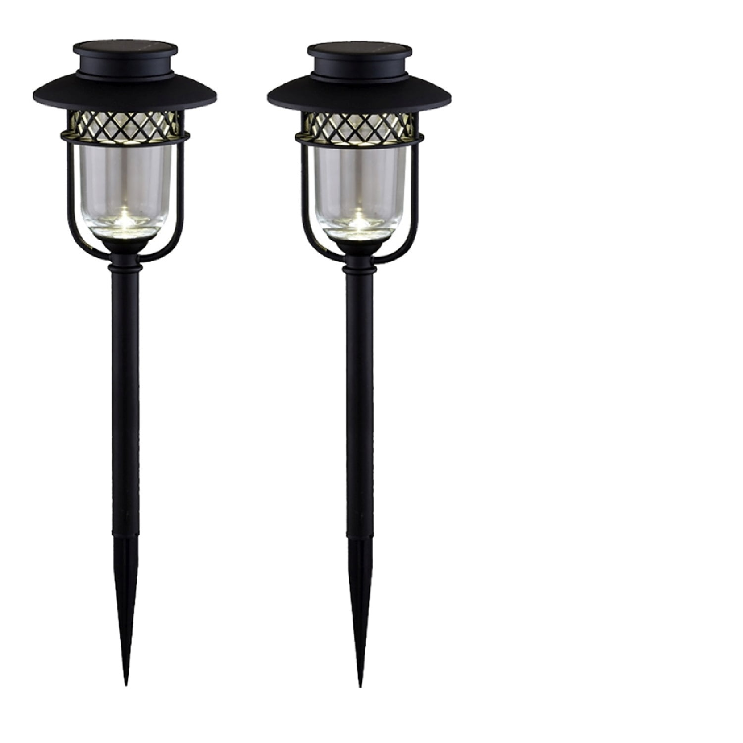 Black Stainless Steel Solar LED Pathway Light Pack, Set of 2
