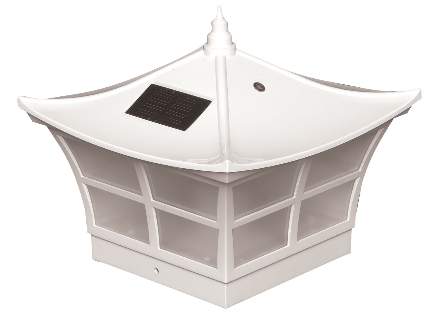 White Solar Powered LED Japanese Garden Style Fence Post Cap
