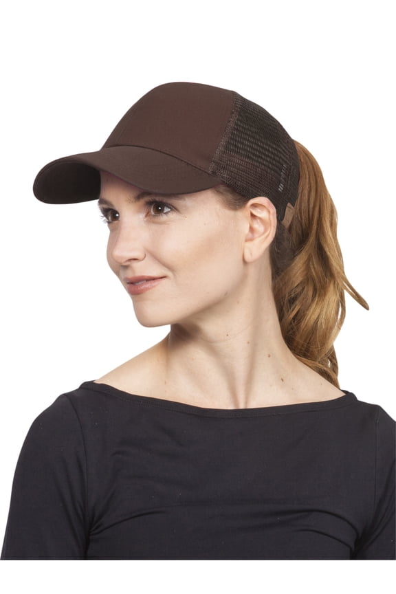CC Pony Tail Outlet Mesh Adjustable Hat, Brown