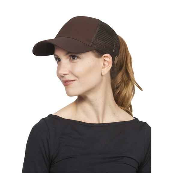 CC Pony Tail Outlet Mesh Adjustable Hat, Brown