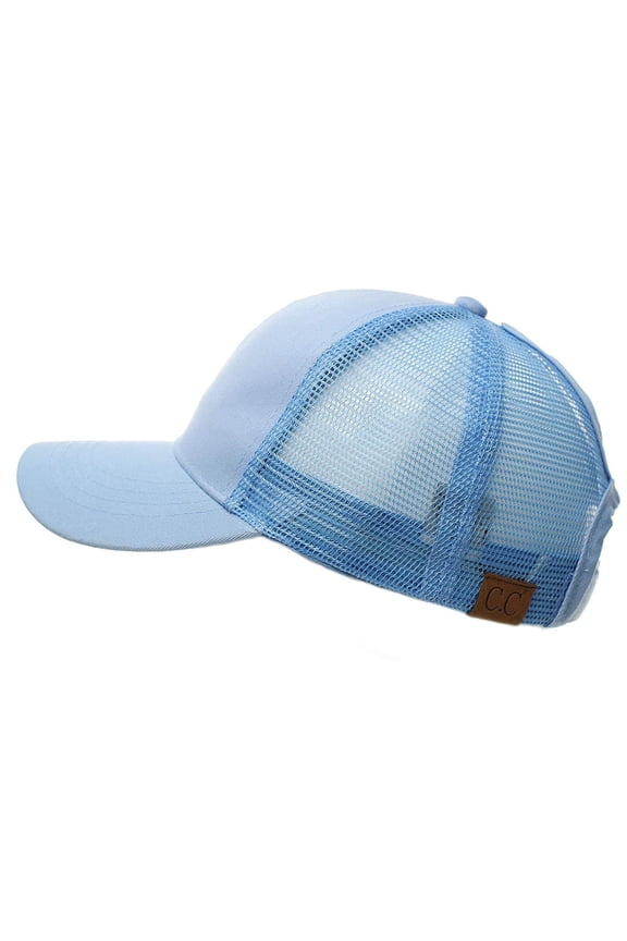 CC Pony Tail Outlet Mesh Adjustable Hat, Light Blue
