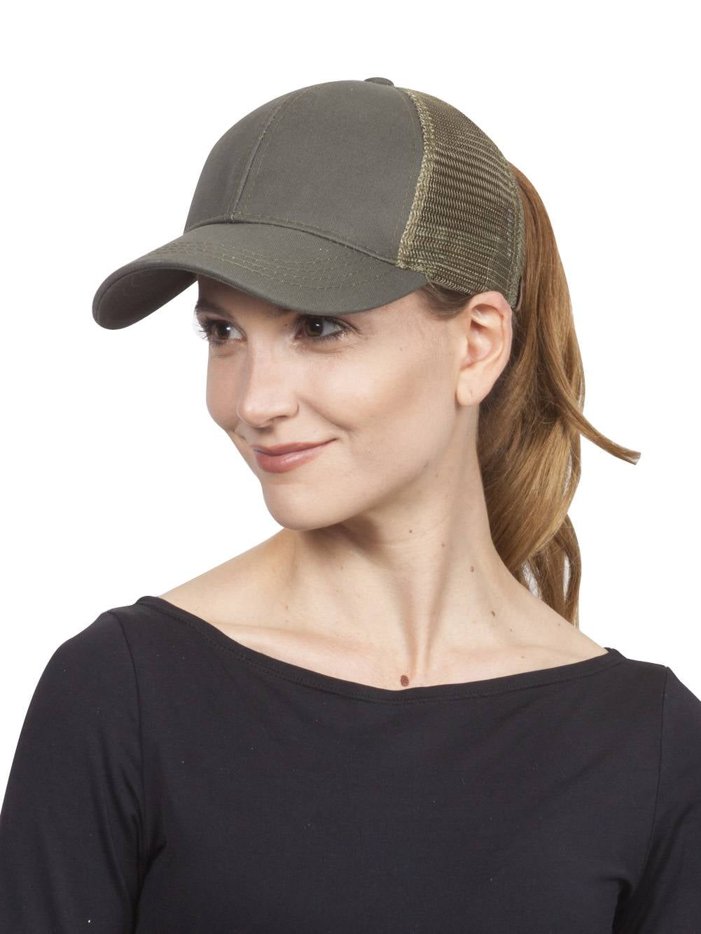 CC Pony Tail Outlet Mesh Adjustable Hat, Khaki - Walmart.com display picture 2
