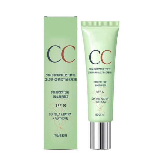 CC Red Correction Cream with Centella - SPF30, Colour Correcting Formula for Blemishes, Red Skin - Lightweight, Non-Greasy - Moisturises and Sun Protection Factor