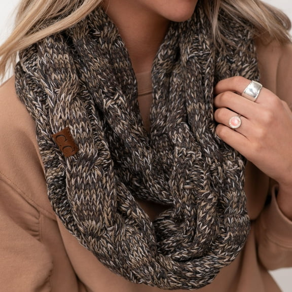 CC Scarf Crafted Multi Color Infinity, Fits Adult and Kids, Sage Mix