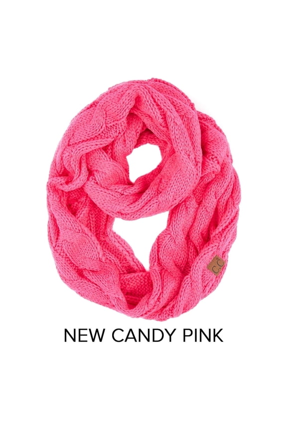 CC Scarf Infinty Crochet Crafted, Fits Adult and Kids, New Candy Pink