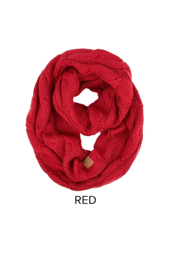 CC Scarf Infinty Crochet Crafted, Fits Adult and Kids, Red