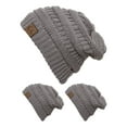 thumbnail image 1 of CC Slouch Thick Knit Beanie, Light Melange Grey ( 3 pack ), 1 of 1